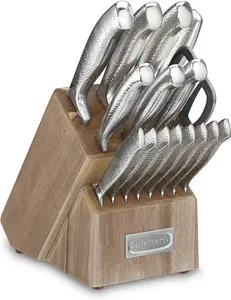 Cuisinart Classic High-Carbon Hammered Stainless Steel Forged Knife Set With Sheath Blade Gaurds (17-Piece Set)