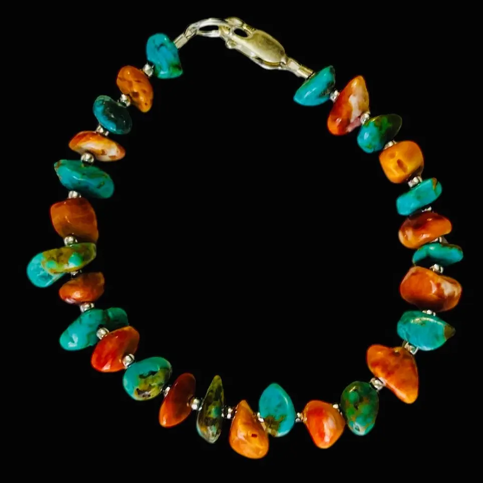 Arizona Turquoise & Baja Spiny Oyster Shell Bracelet for Women