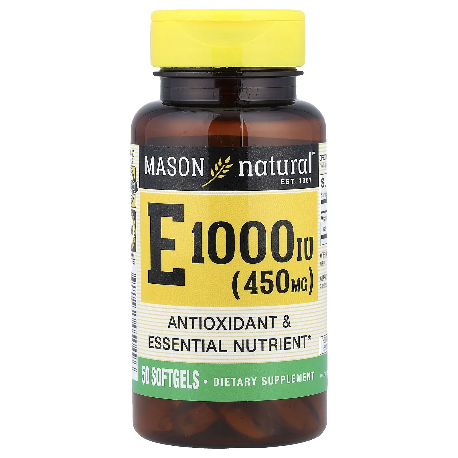 Mason Natural Vitamin E, 450 mg (1,000 IU), 50 Softgels