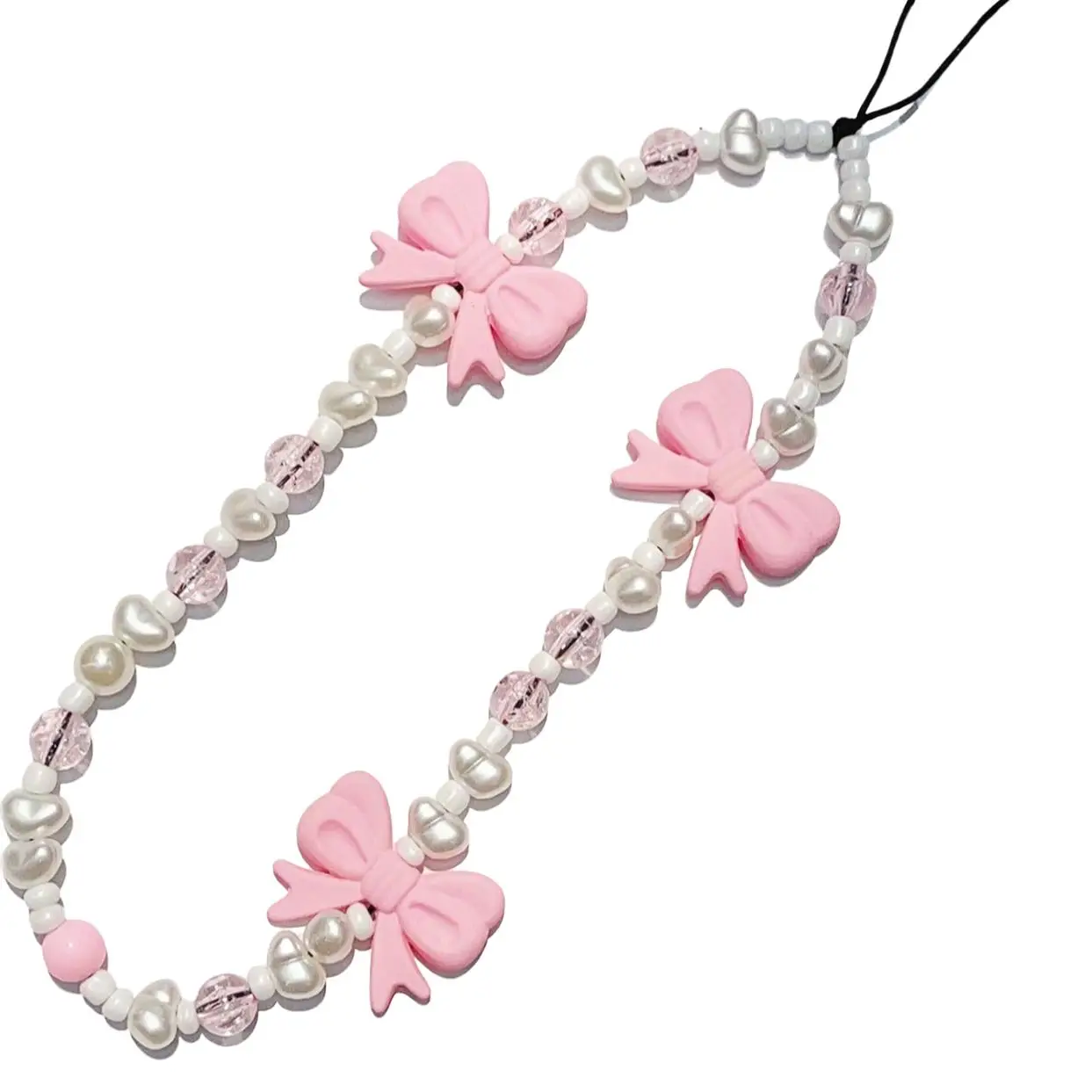 Cute Bowknot Design Beaded Phone Chain, Phone Lanyard for Women & Girls, Phone Charms for iPhone, Phone Sling, Cellphone Accessories, Lanyard Holder,