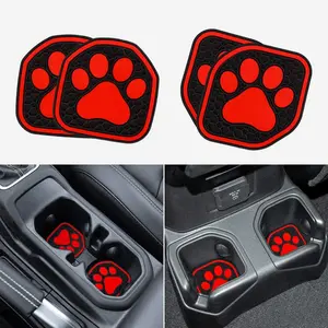 Auto Cup Holder Inserts Coaster Fit for 2018-2023 Wrangler JL JLU 2020-2023 Gladiator Accessories JT Cup Mat Pad Interior Decoration(4 Pcs Kit)(Red)
