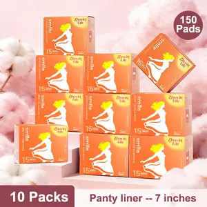 Zhuyinlife Organic Cotton Panty Liners 150ct | 10 Packs,7 Inch Daily Liners, 8HR Odor Control, Leakproof, Super Absorbent Unscented, Everyday Light Flow Use