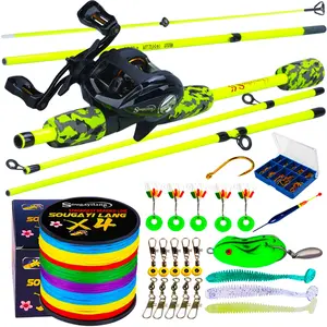 SOUGAYILANG Fishing Rods and Reels Combo Set 5 Sections 170CM/5.5FT Casting Fishing Rod Pole with 7.2:1 Gear Ratio Baitcasting Fishing Reel Portable Travel Outdoor Freshwater Saltwater Fishing Tackle