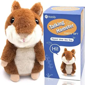 HOMILY Talking Hamster, Repeats What You Say Plush Animal Toy Electronic Hamster Mouse for Boys, Girls & Baby Gift