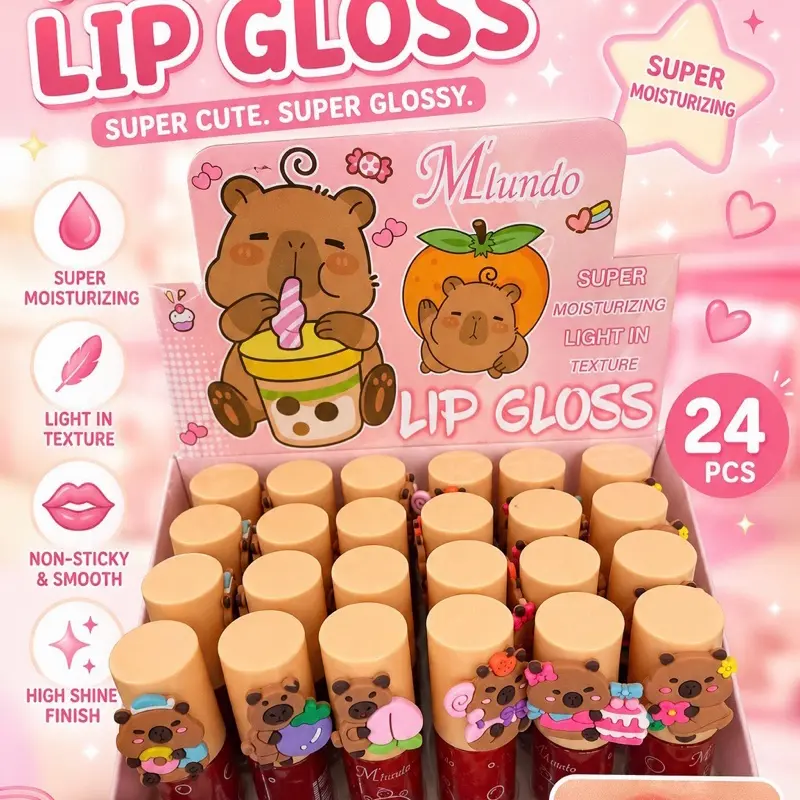 Combinacion de 5cajas con 24 piezas de Lip Balm, Lip Gloss y Lipstick - Cos