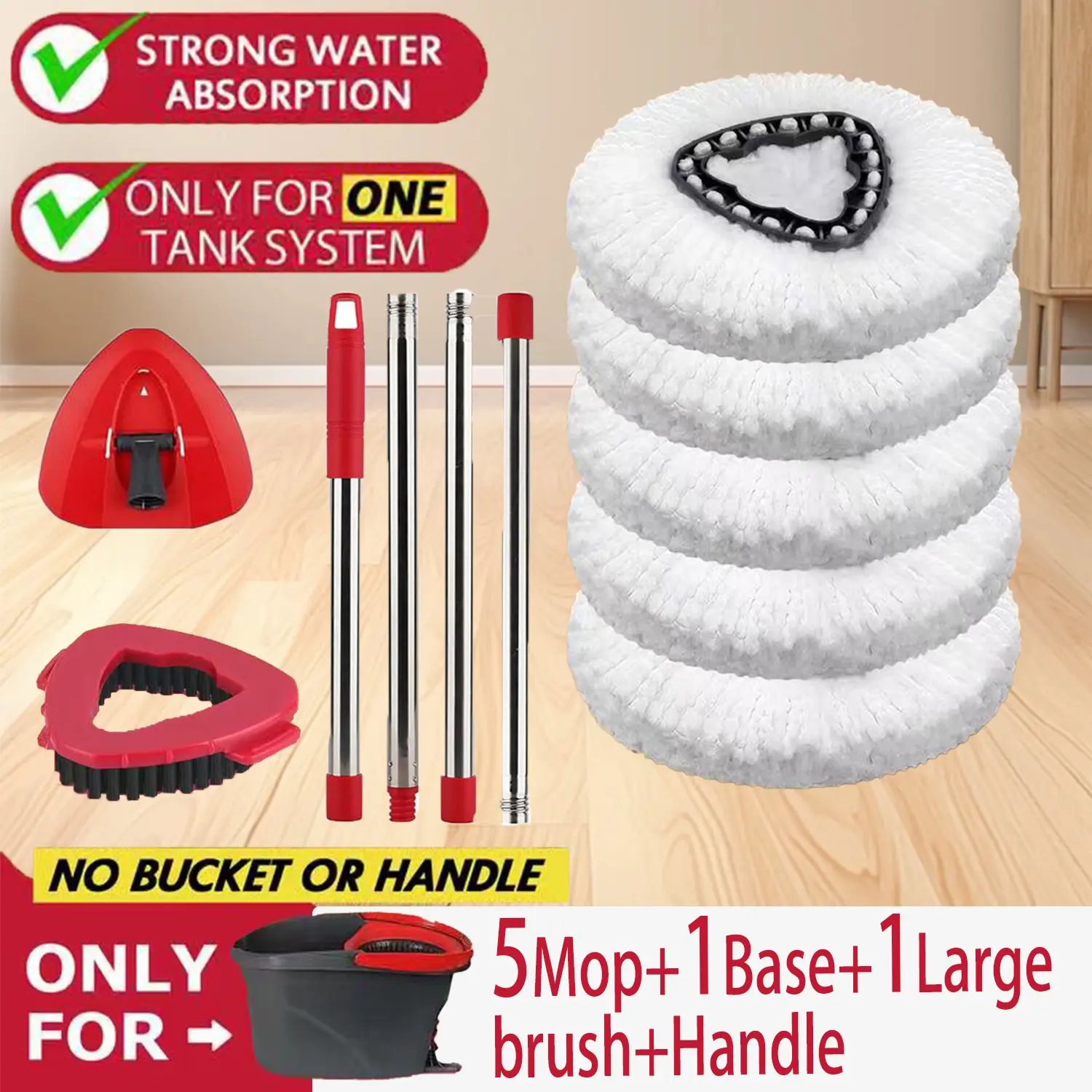 2026 Spin Mop System - Hands-Free 360° Floor Cleaning Tool, Long Handled Microfiber Extendable Mops with Telescopic Adjustable Handle, 7 Reusable Pads for Kitchen, Bathroom Hardwood Floors, Long Handled Mops