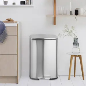 GARVEE 50L/13 Gal Kitchen Step Trash Can, Hands-Free Stainless Steel Garbage Can with Removable Inner Bin and Lid for Kitchen Office