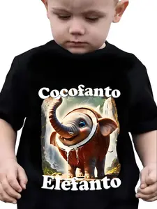 Cocofanto Elefanto Kids T-Shirt Cute Coconut Elephant Graphic Tee for Boys Girls