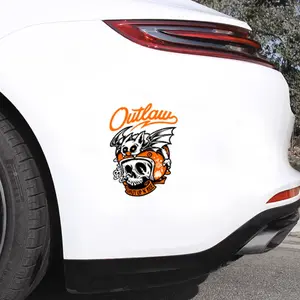 2PCS Outlaw Biker Skull Bat Suitable for application on the rear of cars, motorcycle surfaces, trucks, windows, cups, walls, and glass