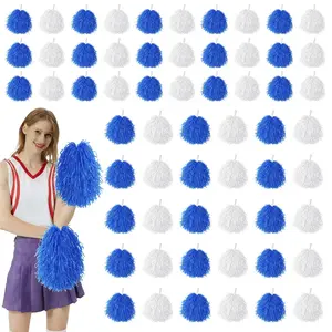 80PCS Pom Poms Cheerleading Sports Dance Spirit Plastic Cheer Pompoms with Handles Cheer Pom Poms Cheerleader Stuff for Cheering Squad Team Spirited Sports Game Dance Party