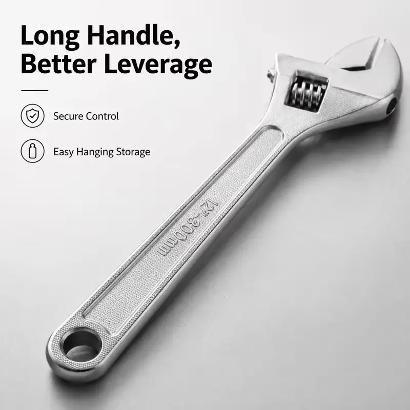 High Quality 12 Inch Adjustable Wrench Durable Wide Jaw Opening Adjustable Wrenches Professional Rust Resistant Handheld Wrenches For Home Repair DIY And Industrial Work