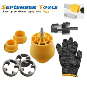 9pcs PVC Pipe Thread Maker Tool Set for Electric Drill Accessories Plastic Water Pipe Threading Module PVC Thread Tools Round Die Set