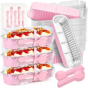 Mini Cake Pans with  and Spoons, 60 Pack  Mini Loaf Pans with ,  Foil Mini Cake Containers for Baking, Mini Cheesecake, Party Desserts, Individual Cake Pans with