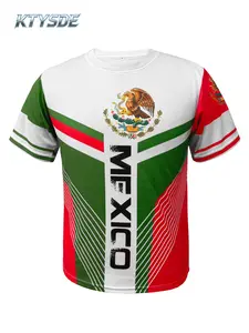 KTYSDE Mexico Printed Soccer Jersey, Crew Neck Casual Loose Fit Shirt, Unisex Street Style Sport Tee, All-Season Breathable Top, Fashion Graphic Fan Jersey for Daily Wear