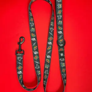 Black Traditional Tattoo Dog Leash