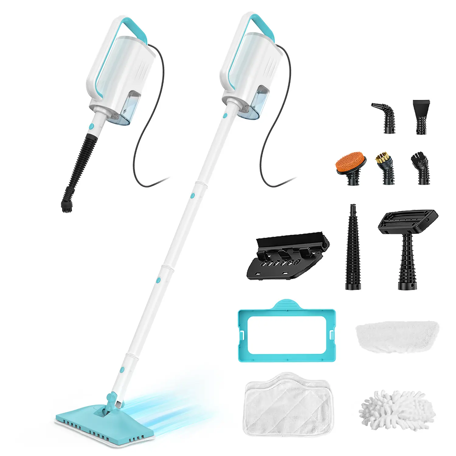 Corded All-in-1 Electric Steam Mop with Detachable Handheld Cleaner for Floors, Tiles, Grease, Plus Multi-Function Cleaning Supplies & Accessories Set
