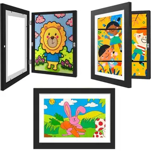 3 Pack Kids Artwork Frames 10x12.5 Inch Changeable Kids Art Frame with Front Opening for Art Display, Horizontally Vertically Wall for Kids Drawing & School Projects (Black)