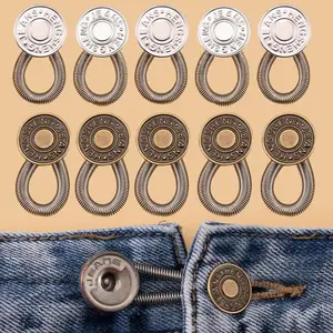 10 Pcs Elastic Button Extenders, Adjustable Waistband Extension(5 silver+5 copper)