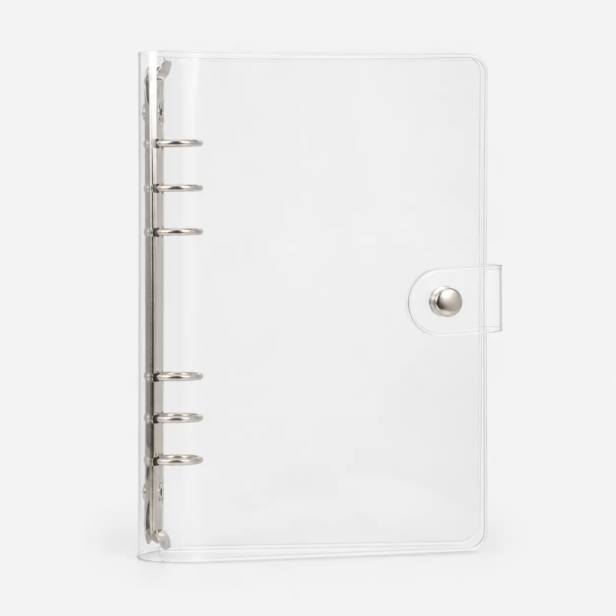A5 Clear PVC 6-Ring Binder Cover, Transparent Organizer Accessory for Planner Notes, Photo Sleeves, A5 Refills Note Pages