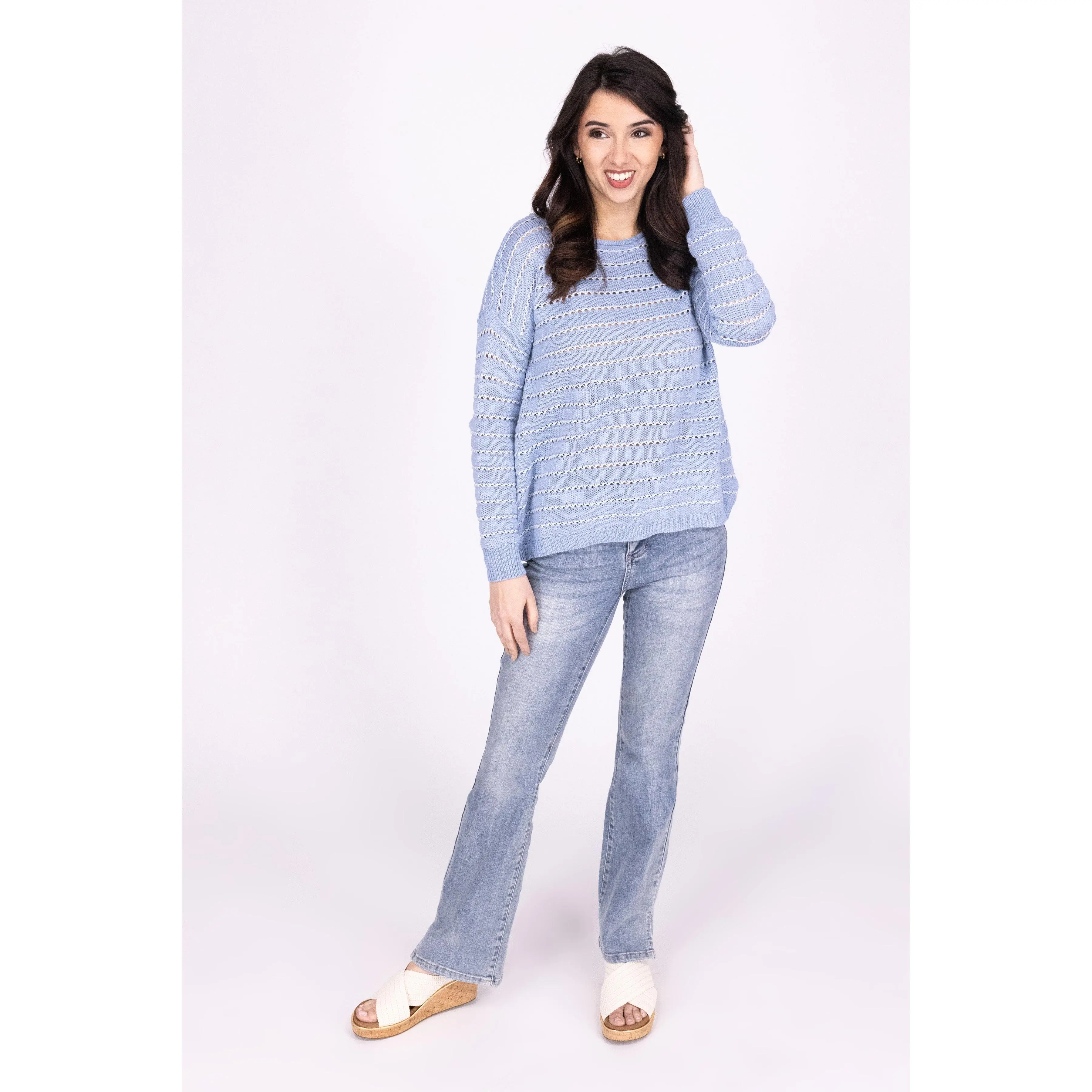 Women's Boho Crochet Stripe Sweater *Final Sale* *FINAL SALE*