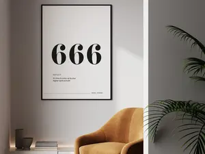 666 Angel Number Print, Manifestation Energy Spiritual Poster, Reflection 444, Minimal Wall Art, Lucky Number Poster Prints No Framed, Gifts For Her, Wall Art, Wall Art Home Decor, Big Wall Art