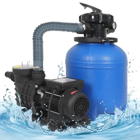 12in Sand Filter Pump with Timer for Above Ground Pool Up to 12046GAL, Summervibes, 1/2HP Pool Pump, High-Flow Cleaner Systems with 6-Way Multi-Port Valve, Durable Sand Filter with 40LB Capacity, TP007, Swimming Pool Pumps, Pool Accessories