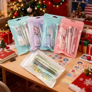 6/12/18 Pcs Stationery Set, Includes Neutral Pens, Erasers, Six-Color Ballpoint Pens, Multifunctional Writing Tools, Perfect Office, Study & School Supplies for Christmas gift, Ballpen Set