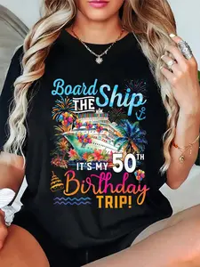 100% Cotton Board The Ship It's My 50th Birthday Trip Birthday Cruise T-Shirt