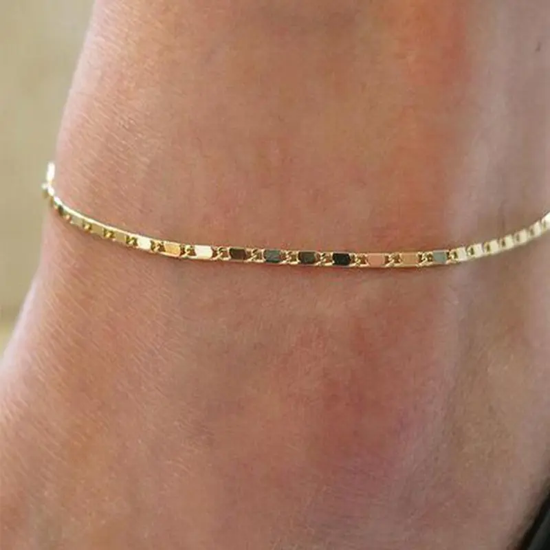 Women's Elegant Minimalist Chain Anklet, Trendy Chain Anklet, Chic All-match Vintage Jewelry for Summer Beach Vacation Decor