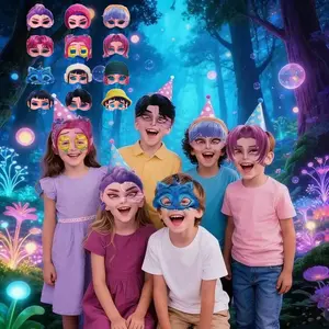 12-Piece K-Pop Anime Cartoon Masks, kpop Reusable Role Play Party Masks, Birthday Gifts, Kids Cosplay Party Supplies