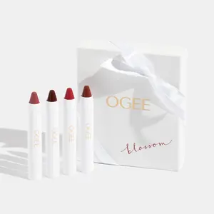 Ogee Tinted Lip Sets - 4 Shades Petunia Nolana Rosalia Viola - Organic Jojoba Oil & Peppermint - Glossy Moisturize Hydrate - Cruelty-Free All Natural - Certified Organic & Gluten-Free