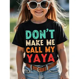 MY YAYA LOVES ME Cute Slogan T-Shirt - Short Sleeve Round Neck Casual Top with "My Yaya Loves Me" Text, All-Season Fit for & (Regular Length, No Belt/Hem), Easy-Care Parent-Favorite Tee