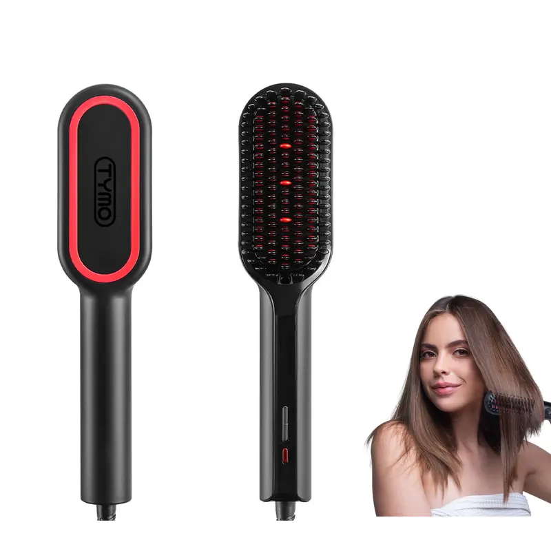 TYMO iONIC PLUS Negative Ion Flatiron Hair Straightener Brush - Smooth Bristles, LED Display, 16 Temperature Settings, Dual Voltage 110-240v, Auto Shut Off, Swivel Cord, Anti-Scald Design, Time Saver for All Hair Types, Frizz Control [Live Only]