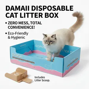 DAMAI Disposable Cat Litter Box 5-Pack Heavy-Duty with 5 Precision Scoops Zero Mess Total Convenience Eco-Friendly Hygienic