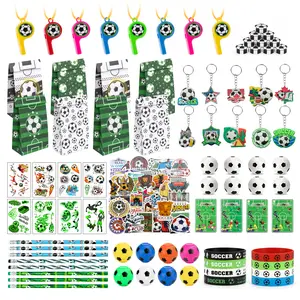 deAO 134 Pcs Soccer Party Favors Set with StressBall, Keychain, Sticker, Bracelets, Whistle, Pencil, Eraser, Highlighterstickers, Classroom games Rewards School Office Supplies（soccer）#Summer Vibes