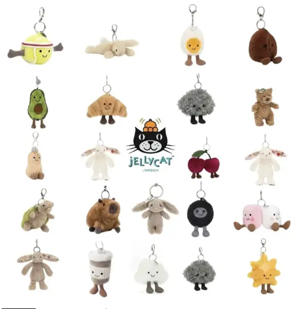 Jellycat Collectible Plush Keychain - Cute Animal or Food Themed Soft Charm - Hanging Pendant Gift for Backpacks, Car Keys Cute Soft Keychains Fuzzy Keychain