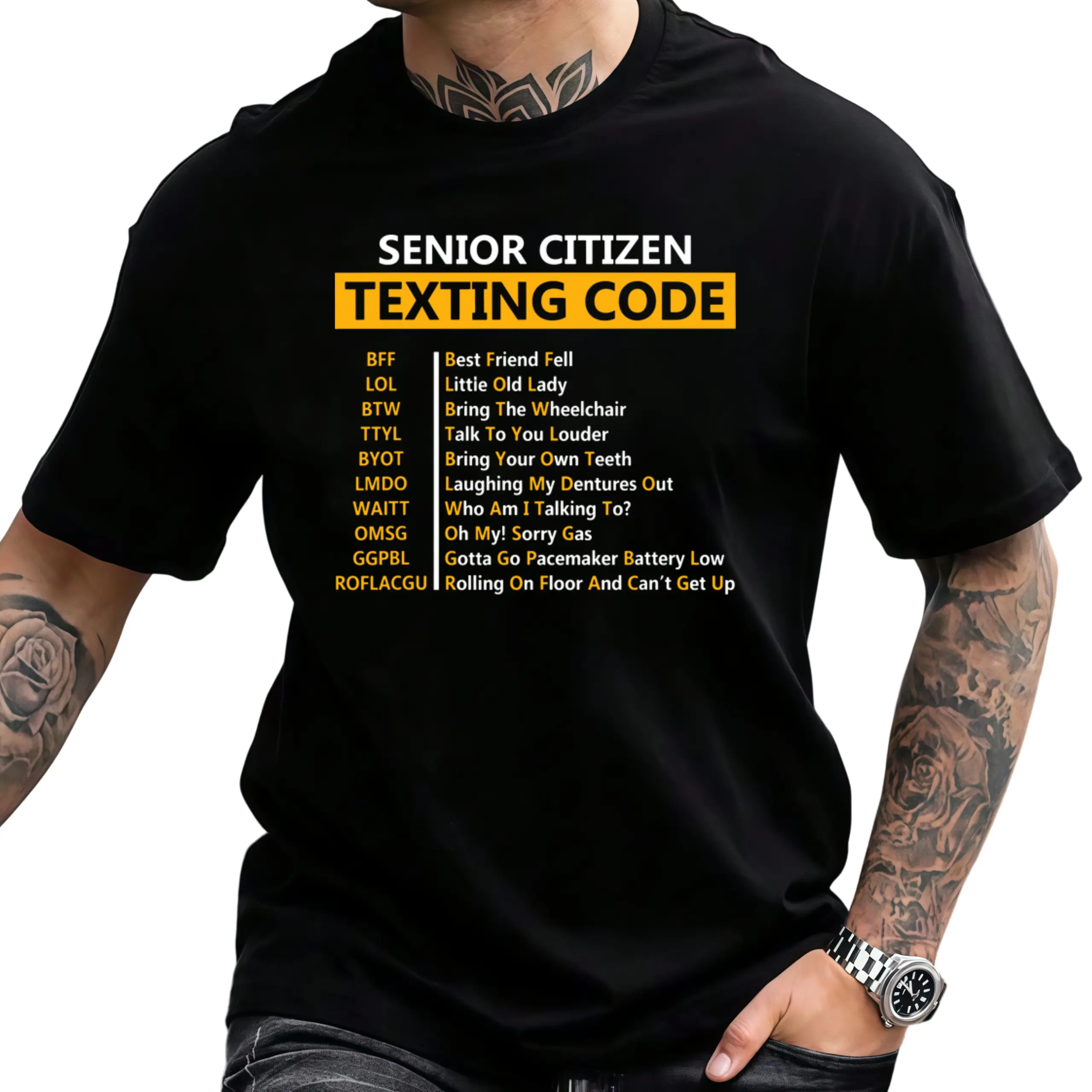 Funny Senior Citizen's Texting Code Design Gift for Grandpa T-Shirt