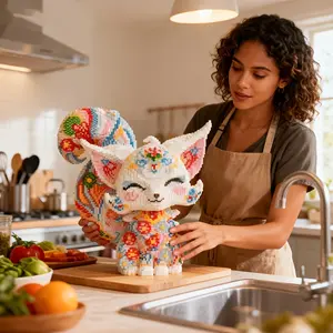 Wwjd Flower Nine-Tailed Fox Wildlife Building Blocks 3D Puzzle Model, Stress Relief Toy, Indoor Decoration, Birthday Christmas New Year Gift