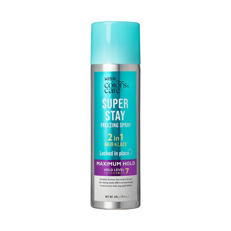 Kiss Colors & Care Super Stay Freezing Spray | Maximum Hold, For Natural Hair & Wigs, 24 Hr Hold, 11.1 oz, Hair Care