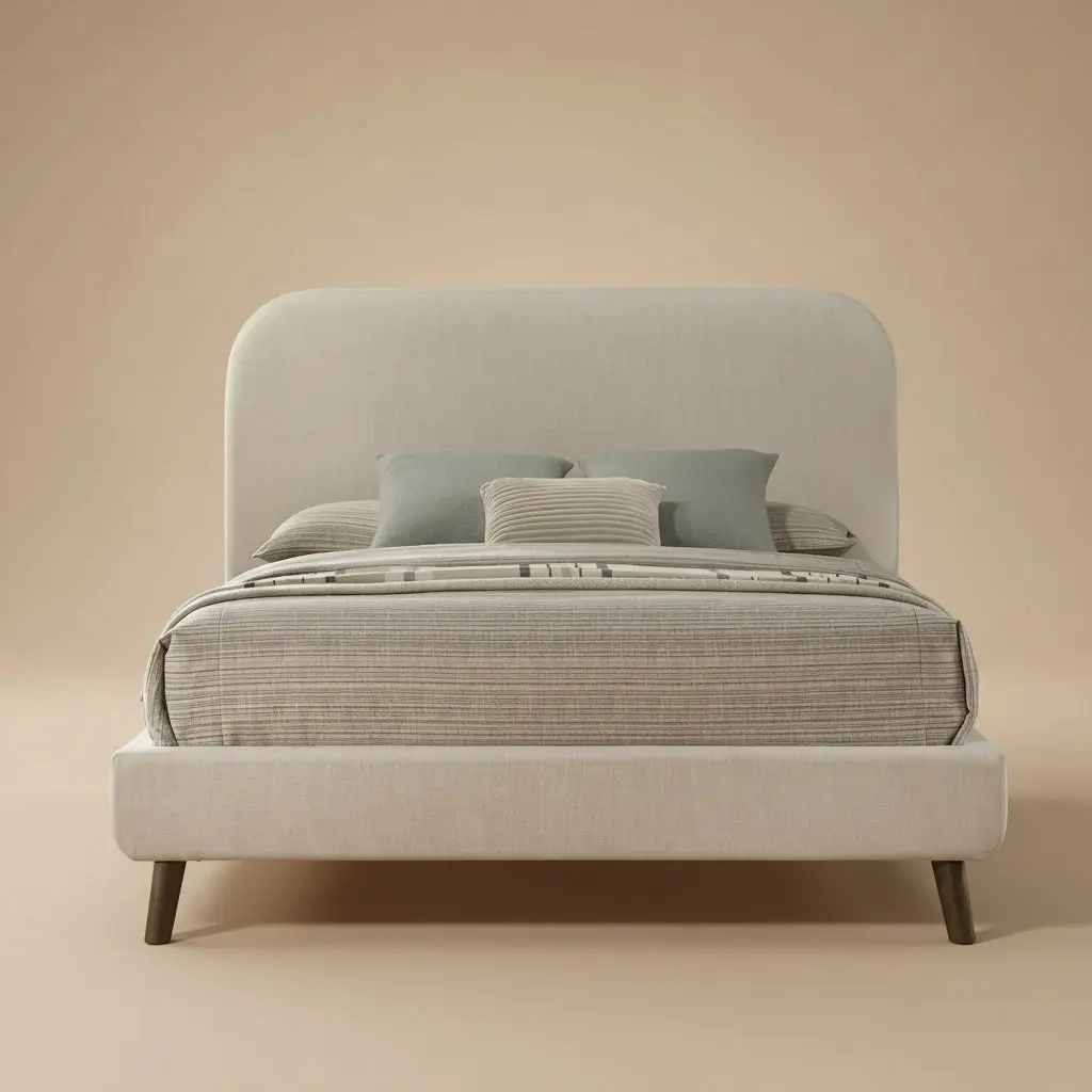 Heswall Rustic Oak Fabric Upholstered Queen Bed