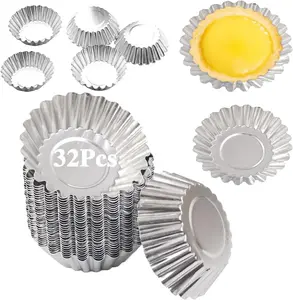 Egg Tart Molds 32Pack Tart Pan 2.75inch, Mini Tart Tins Aluminium Mini Tart Pans for Baking (32Pack-2.75inch)