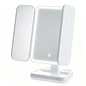 Lighted  1x/2x/3x  Magnifying Makeup Mirror， Touch Screen Portable Desk Dorm Beauty Mirror，Touch Screen Light Up Makeup Mirror Multi Magnification Foldable Travel Vanity Mirror
