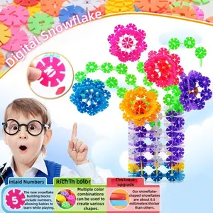 Large Thick Snowflake Block Puzzle Set, Educational Toy for Kindergarten Tabletop Play, Brain-Boosting Construction Blocks