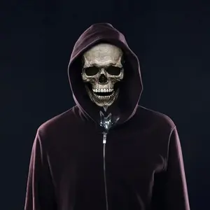 Horror Halloween Scary Devil Mask with Moving Jaw, Latex Skeleton Costume Mask for Adults, Role Play Props for Parties and Haunted Houses, Accessory