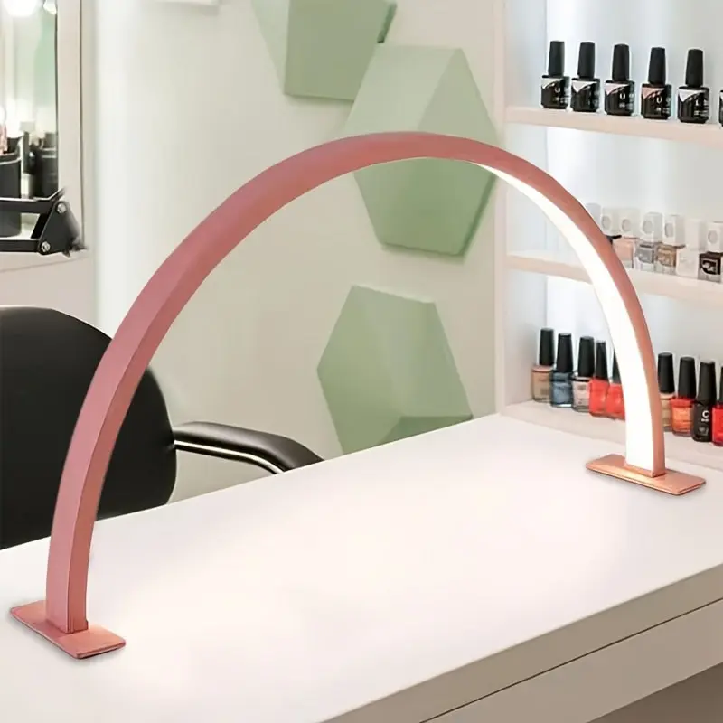 1pc LED Beauty Light, Led Lighted, Eye-Protecting Cool White Light, Portable USB Plug, USB Powered, Manicure & Nail Care Lamp, Half-Moon Shape, Aluminum Enclosure, Desktop Table Lamp Suitable For Beauty Salons, Nail Studios, Indoor Lighting