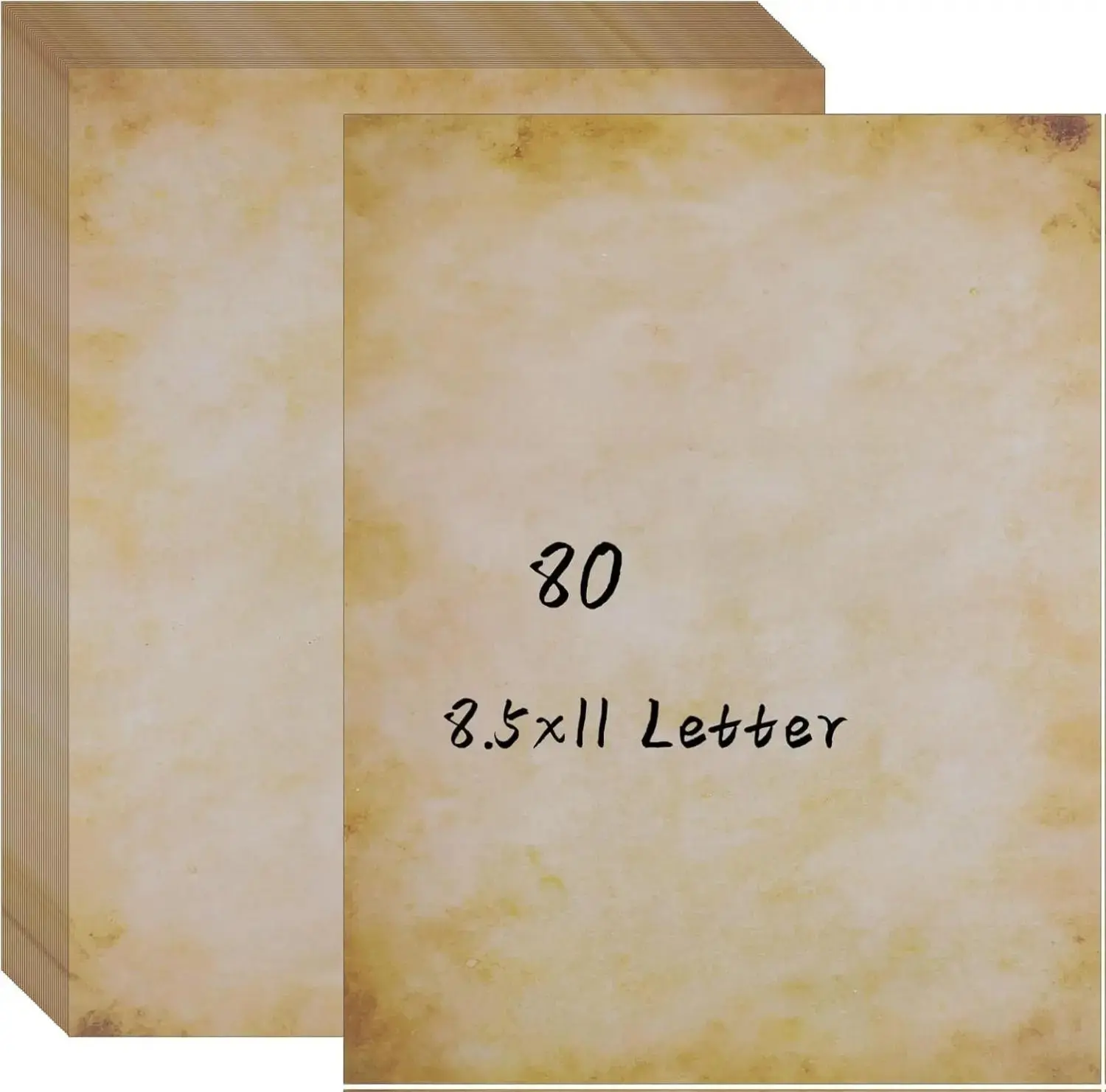 Vintage Paper 80 Sheets 8.5x11 Antique Stationary Double-sided Aged Parchment for Writing Letter Size Printer Paper Clear Display Retro Light Yellow