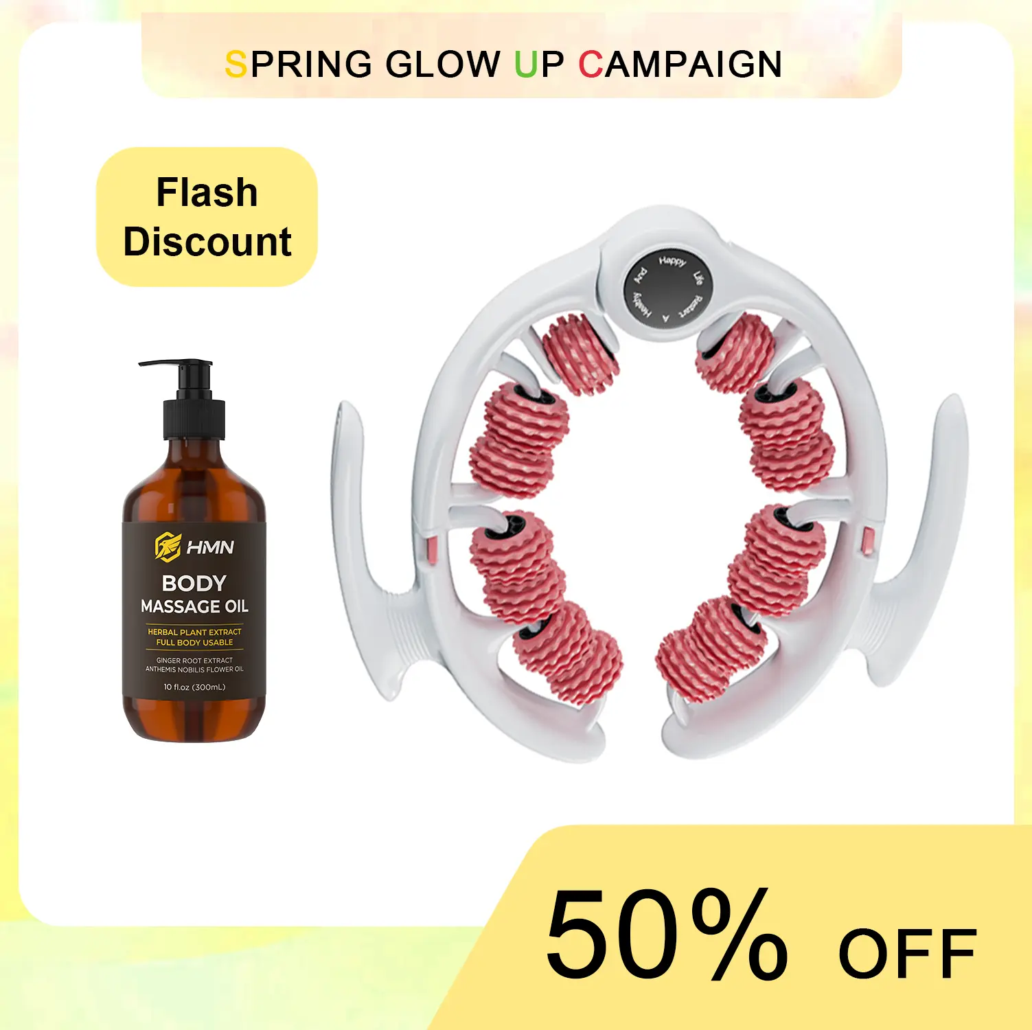【Featured TikTok Products】Fascia Blaster & Muscle Roller for Post-Workout Recovery | Lymphatic Drainage Massage Tool with Oil for Smoother Skin, 10 fl oz by HMN|Spring Glow Up