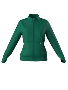 Women's Stand Collar Zipper Medical Coat, Slim Fit Pocket Design, Thumb Loop, Spring Fall Lightweight Commuter Cardigan, Healthcare Staff Uniform