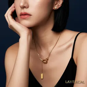 LG012 Paper Clips Tag Pendant necklace Handmade