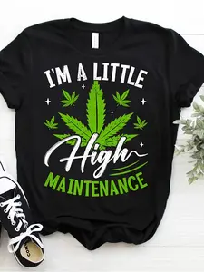 I'm A Little High Maintenance Funny Weed T Shirt Size S 3xl Men's Casual Short Sleeve Comfortable Crew Neck, Regular Fit, All-Season Wear Playful Graphic Tee Comfortable Fit